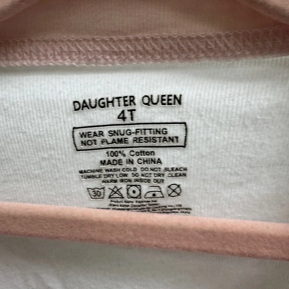Daughter Queen 4T Girls Cat Little Princess Short Sleeve Pajama Top Shirt White